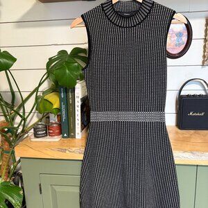 Theory Black & White Textured Knit Sleeveless Dress | Size P